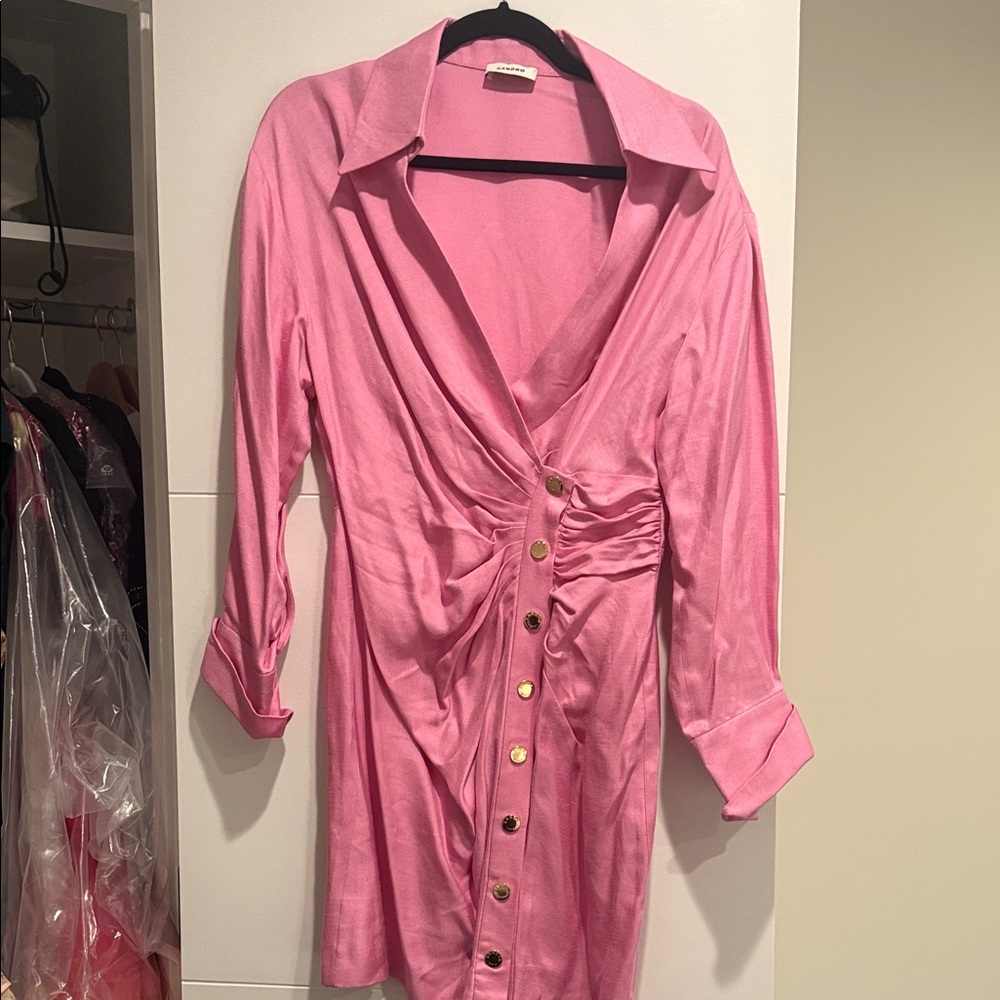 Sandro Pink Mini Dress with Button Detail